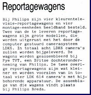 De Nederlandse Omroep Stichting (NOS) bericht over de nieuwe investeringen. 1984.